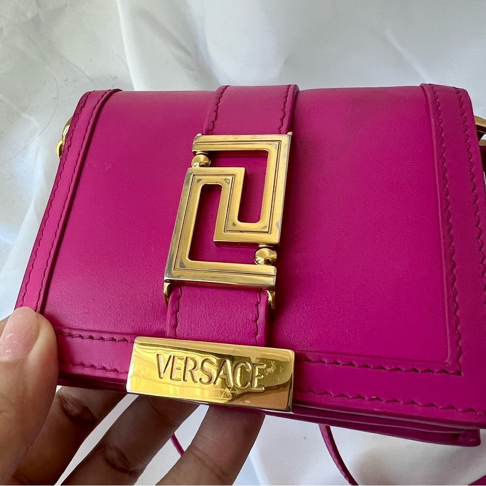 Versace Mini Shoulder Bag in Fuchsia with Gold Hardware - Picture 7 of 13